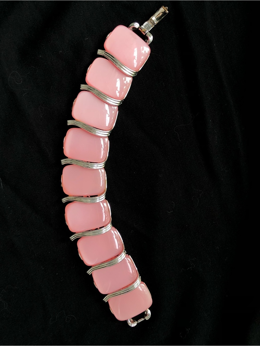 Pink Thermoset Lisner Link Bracelet 50s-60s VINTAGE - Picture 2 of 5